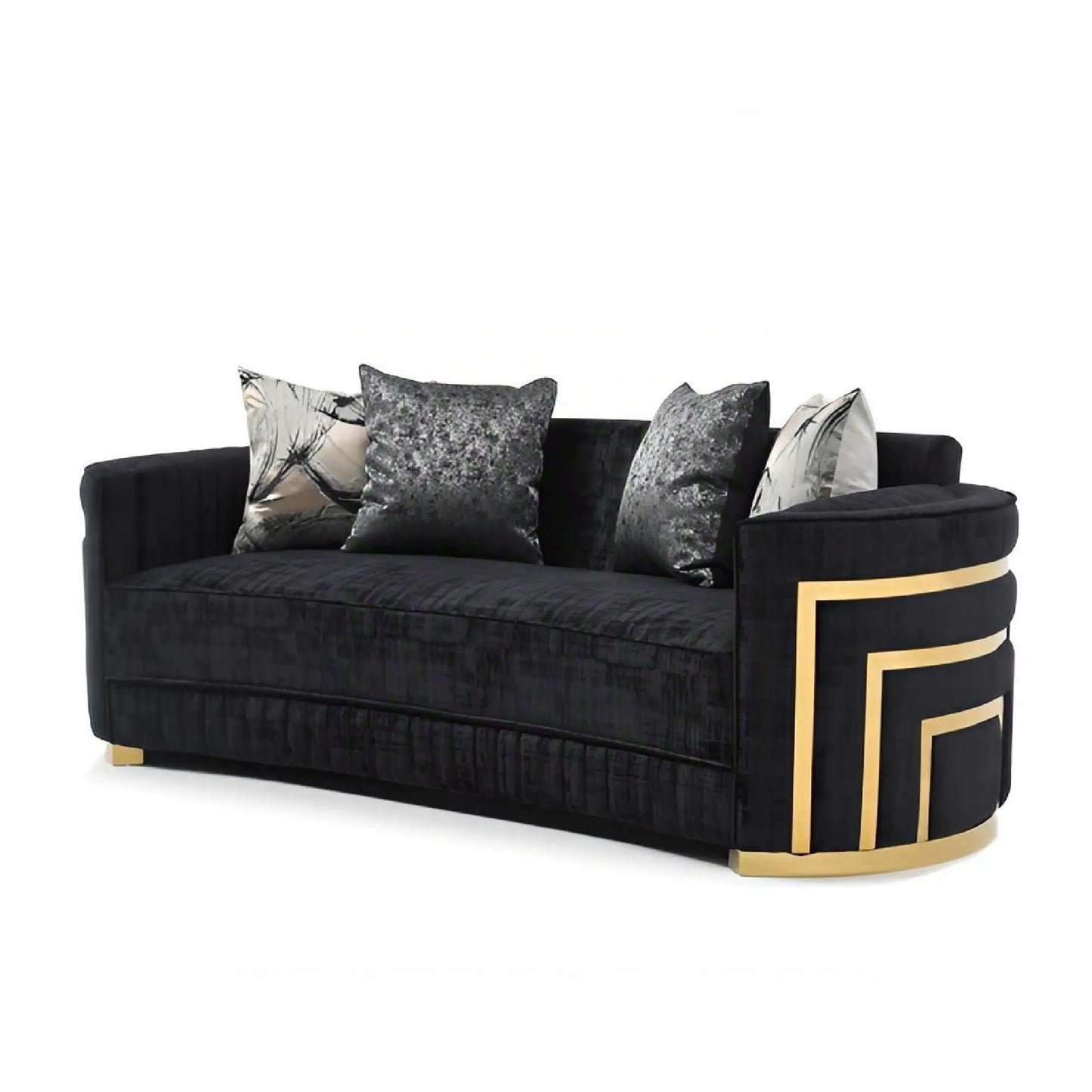 Soledad black velvet sofa with gold base and cushions by Unique Piece Furniture on Tampa Home & Garden Store