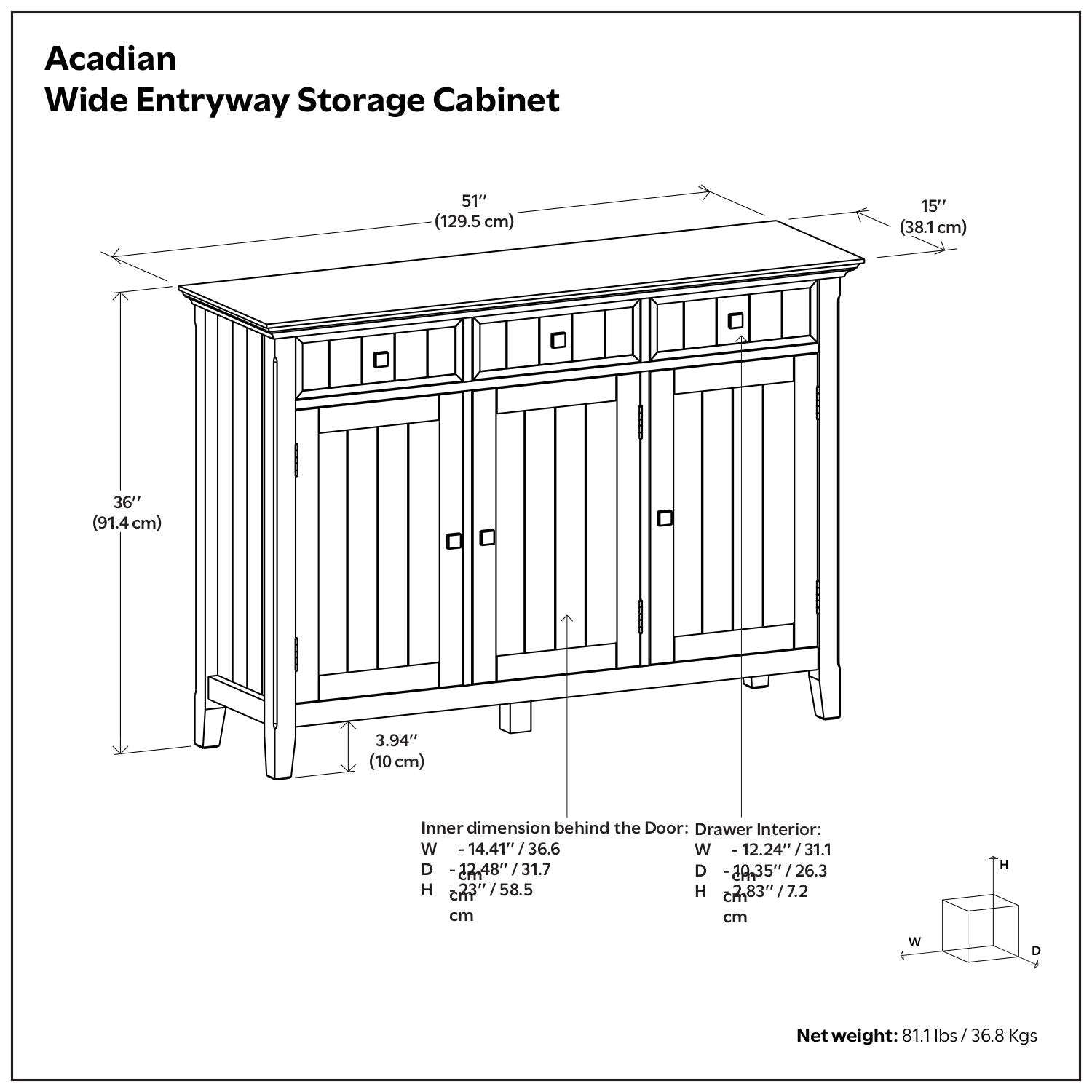 Acadian brown entryway storage cabinet with three drawers and paneled doors by HouseOfZazla on Tampa Home & Garden Store
