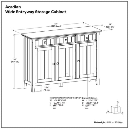 Acadian brown entryway storage cabinet with three drawers and paneled doors by HouseOfZazla on Tampa Home & Garden Store