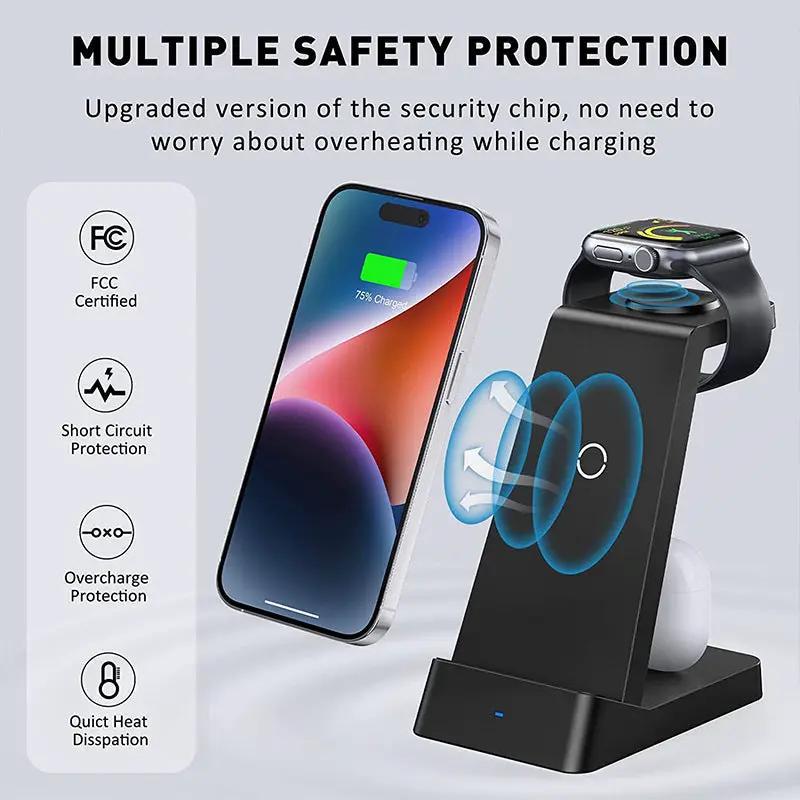 Wireless charger three-in-one desktop 18W by FLIPSTYLEZLLC for iPhone, Apple Watch & AirPods on Tampa Home & Garden Store