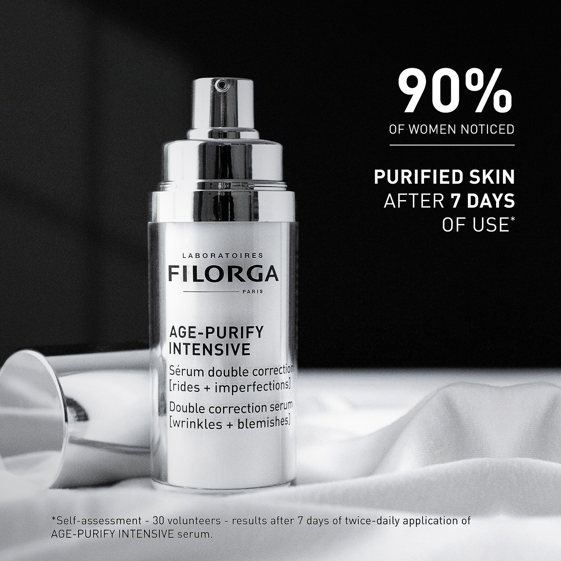 Face serum Filorga Age-Purify Intensive in silver pump bottle, 30ml on Tampa Home & Garden Store