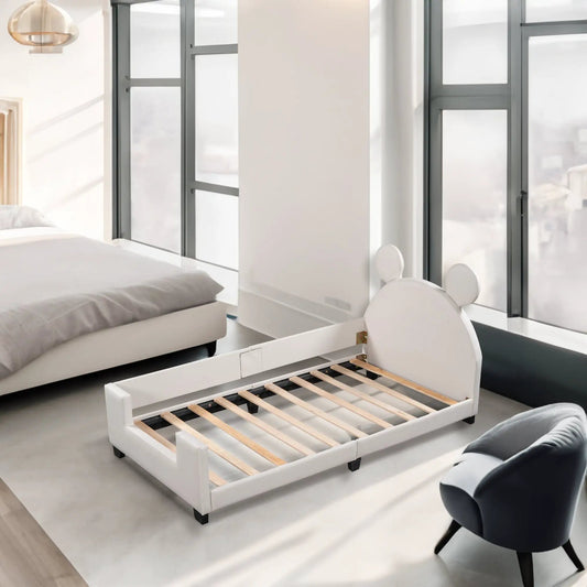 Twin white daybed with pull-out trundle and carton ears headboard, VIP Digital Presence on Tampa Home & Garden Store