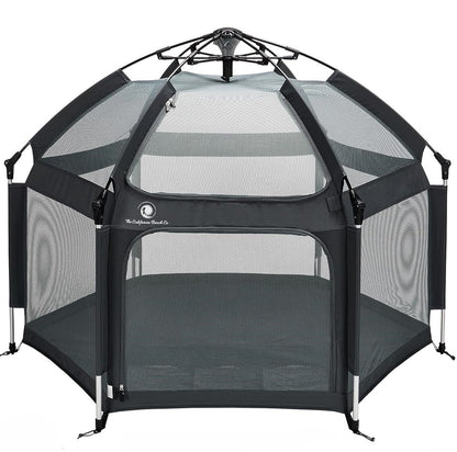 Pop 'N Go Playpen by The California Beach Company LLC, dark gray mesh play yard with frame on Tampa Home & Garden Store