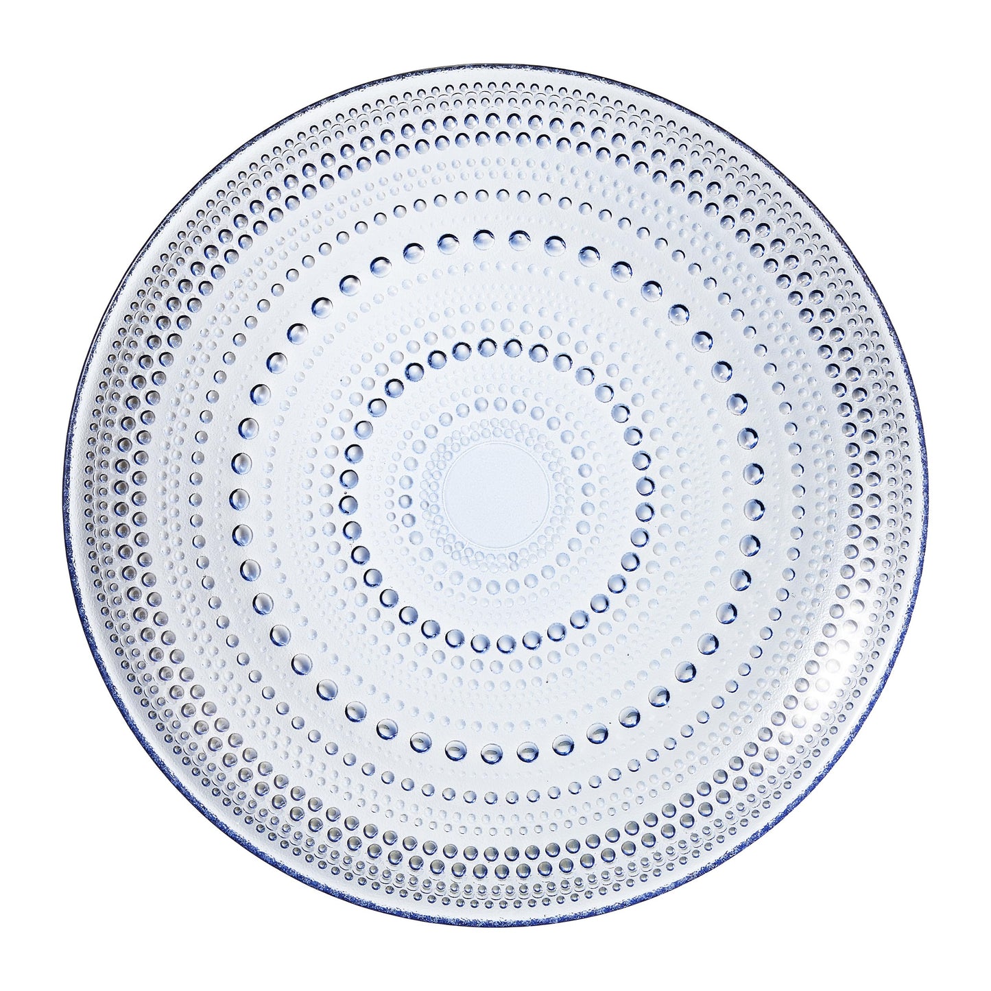 Four Blue Glass Hobnail Dinner or Charger Plates