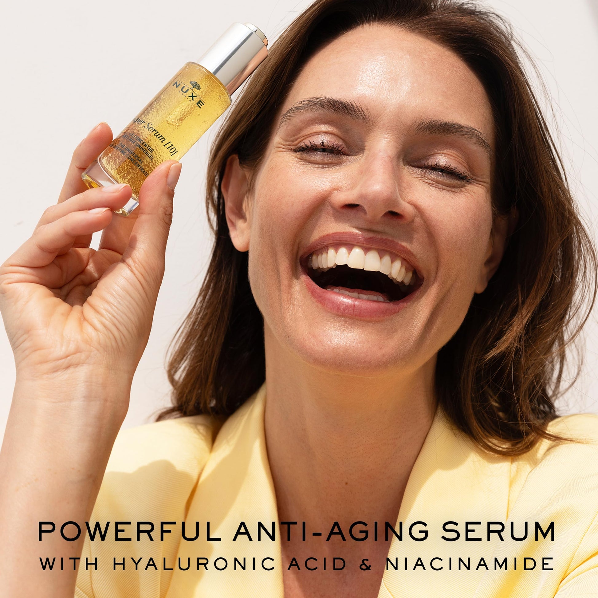 NUXE Super Serum 10 anti-aging serum bottle, 30ml, yellow liquid; Niacinamide & Hyaluronic Acid on Tampa Home & Garden Store
