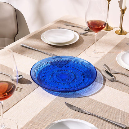 Dark Blue Hobnail Glass Dinner or Charger Plates