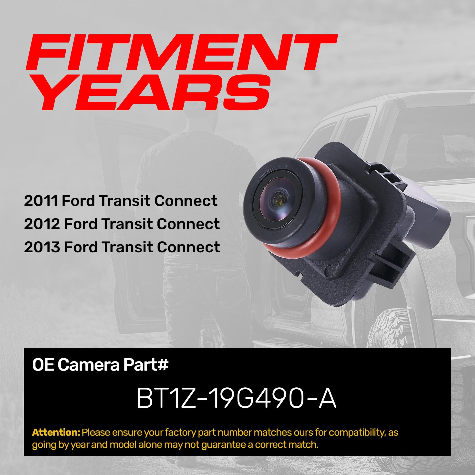 Master Tailgaters Ford Transit Connect backup camera BT1Z-19G490-A, black housing on Tampa Home & Garden Store
