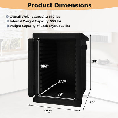 GemGear 91 Qt insulated food pan carrier with safety buckles, black interior shelves on Tampa Home & Garden Store
