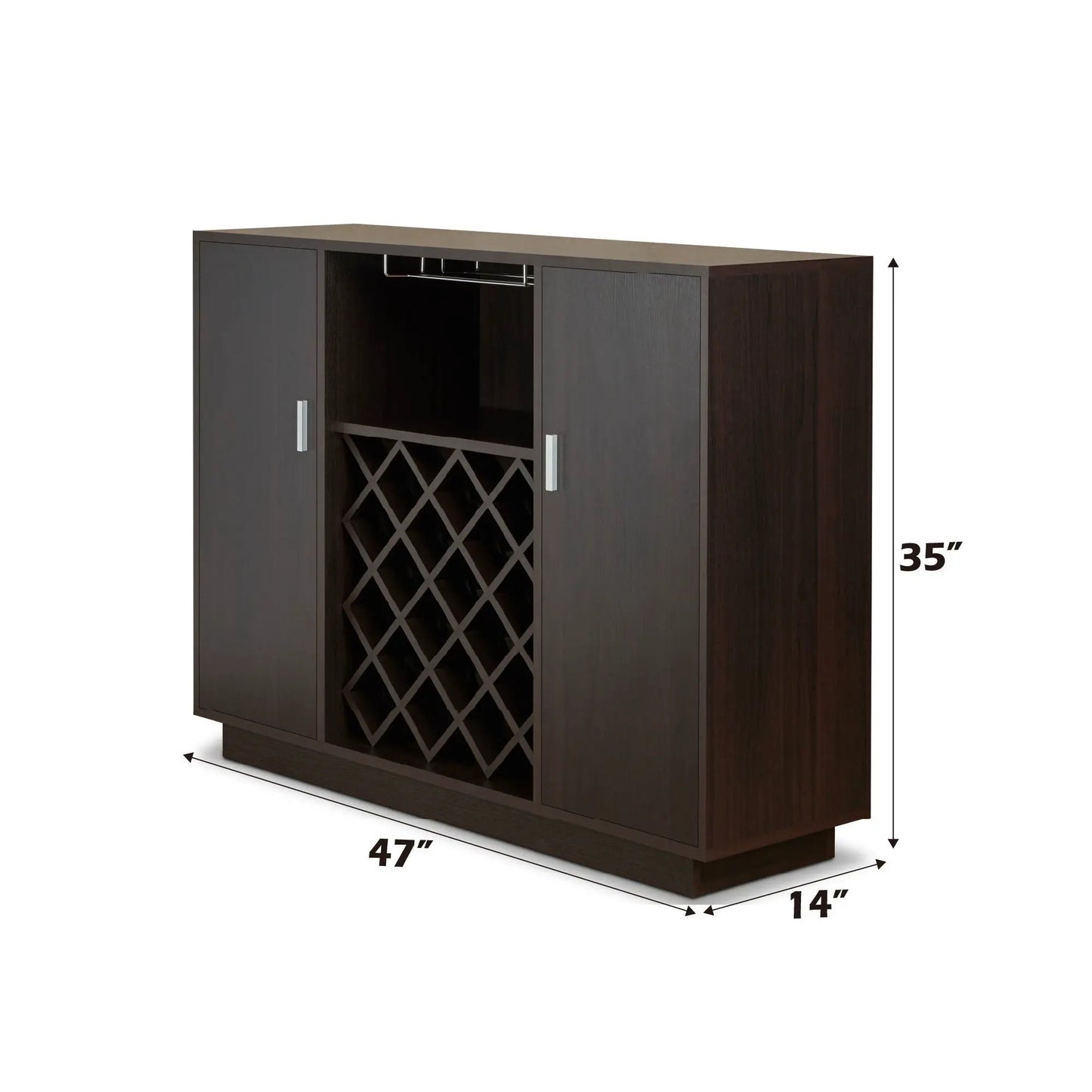 Hazen Wine Cabinet Espresso with 18 Bottle Rack