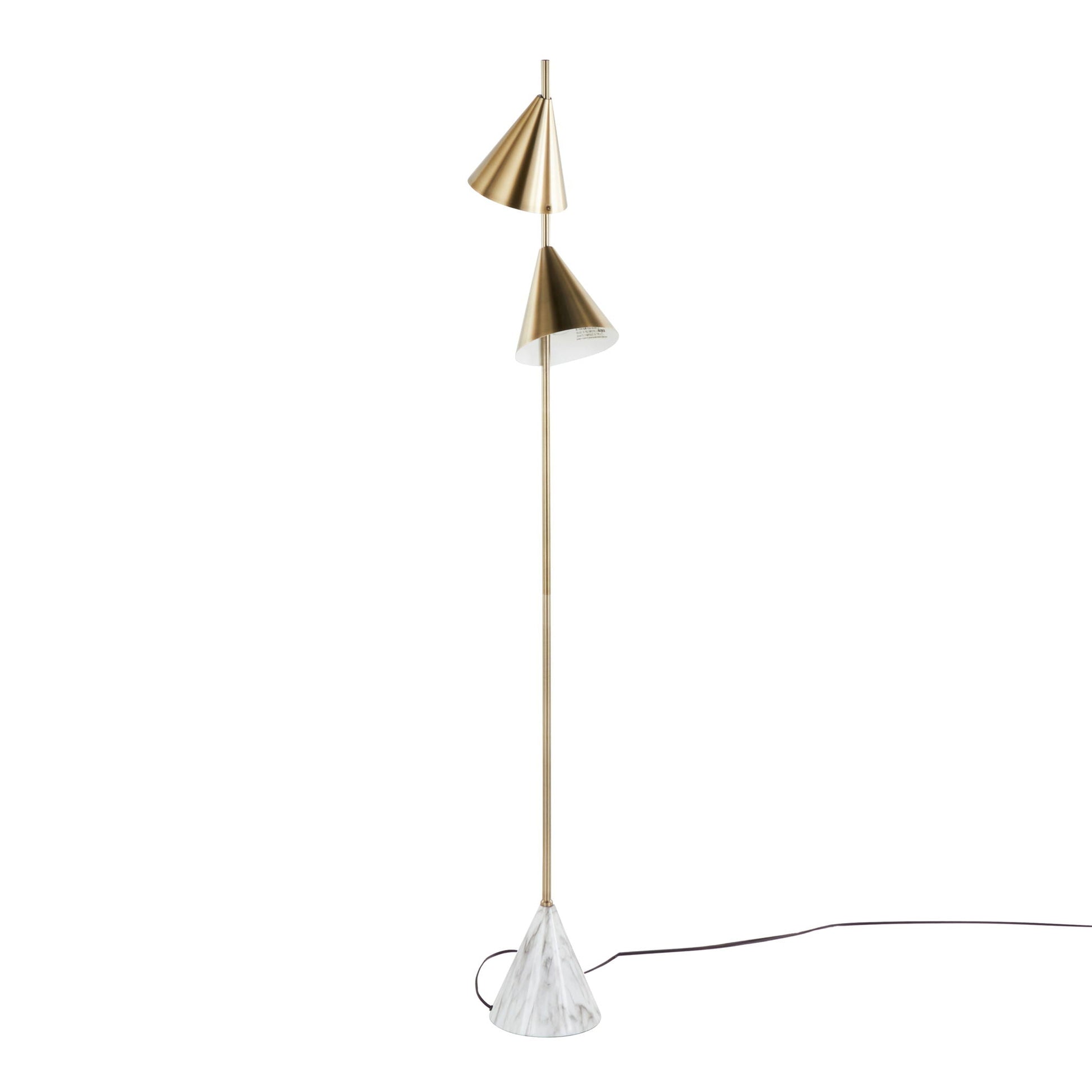 Floor lamp Cone Contemporary by HouseOfZazla with cone shades: two gold and one white marble on Tampa Home & Garden Store