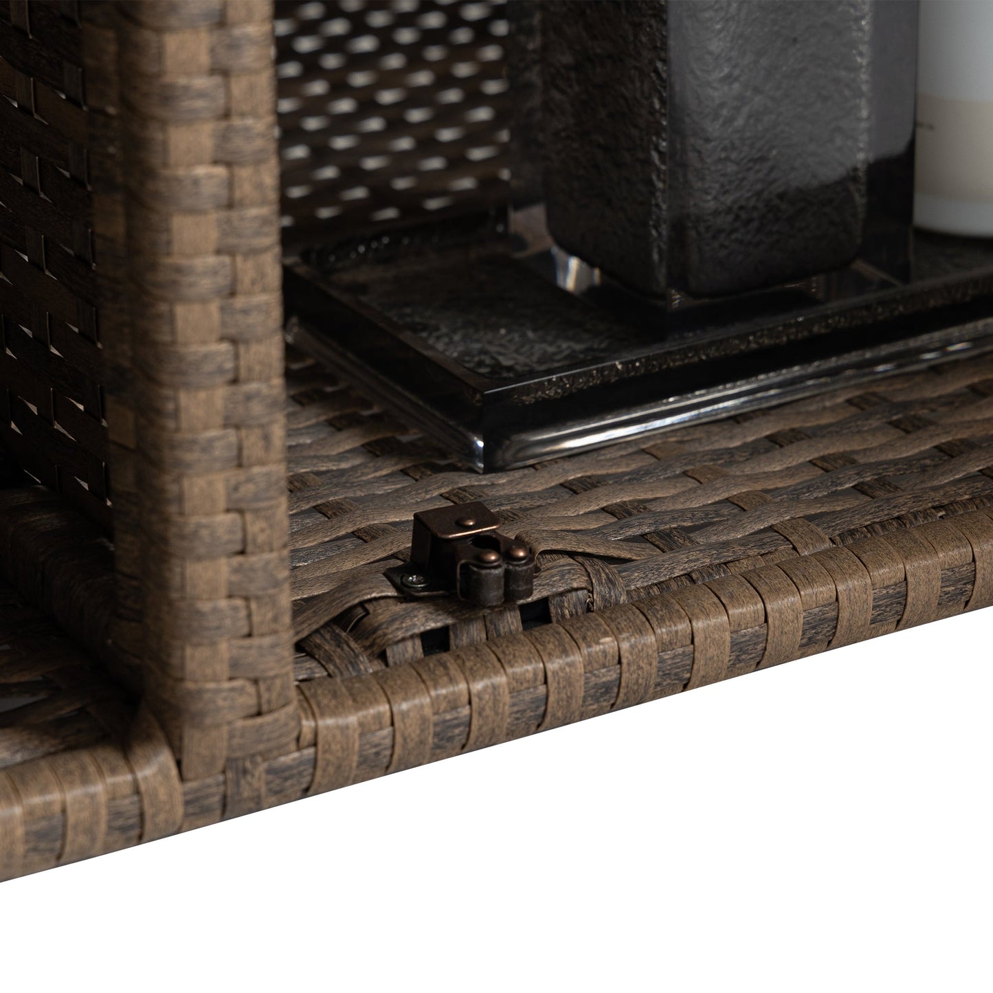 Outdoor wicker bar cart with glass top and wheels in dark brown by HouseOfZazla on Tampa Home & Garden Store