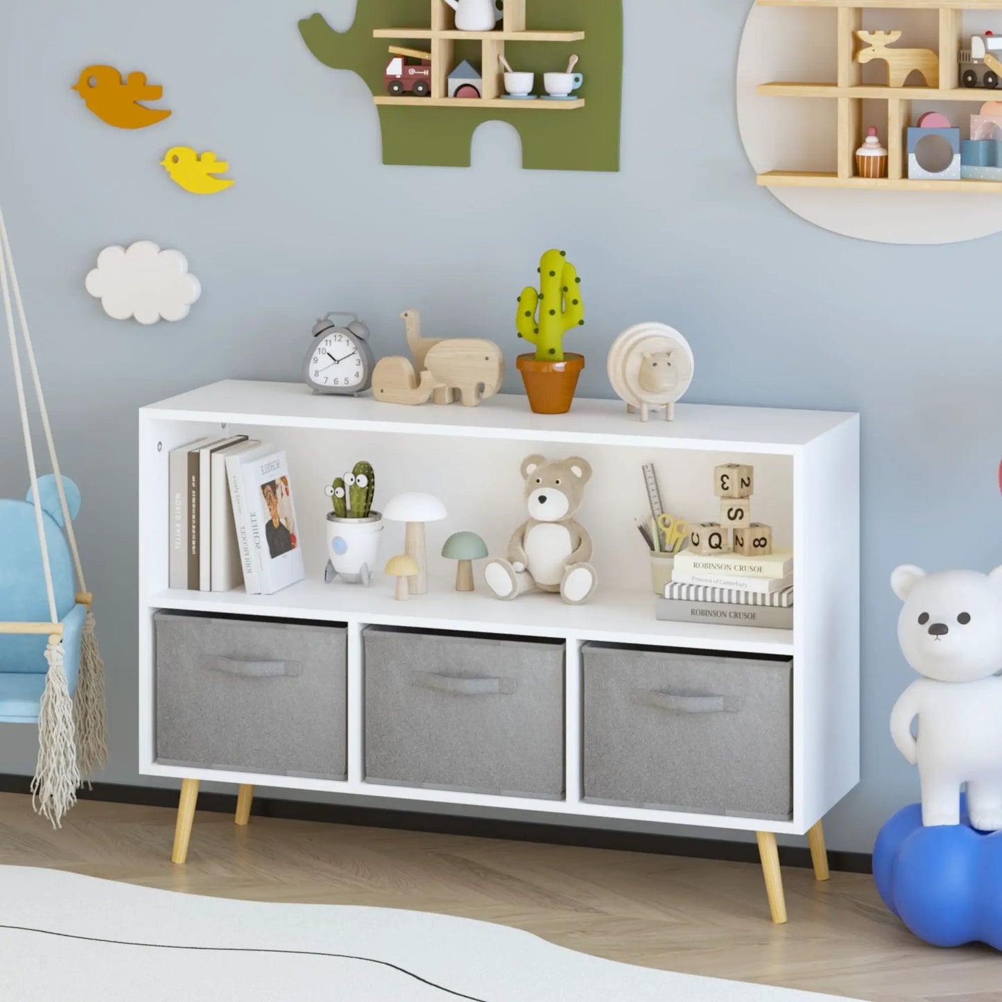 Bookcase with Collapsible Drawers Book Display