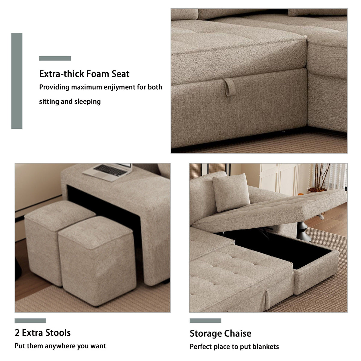 Modern L-shape reversible sectional with pull-out sleeper and storage chaise HouseOfZazla on Tampa Home & Garden Store