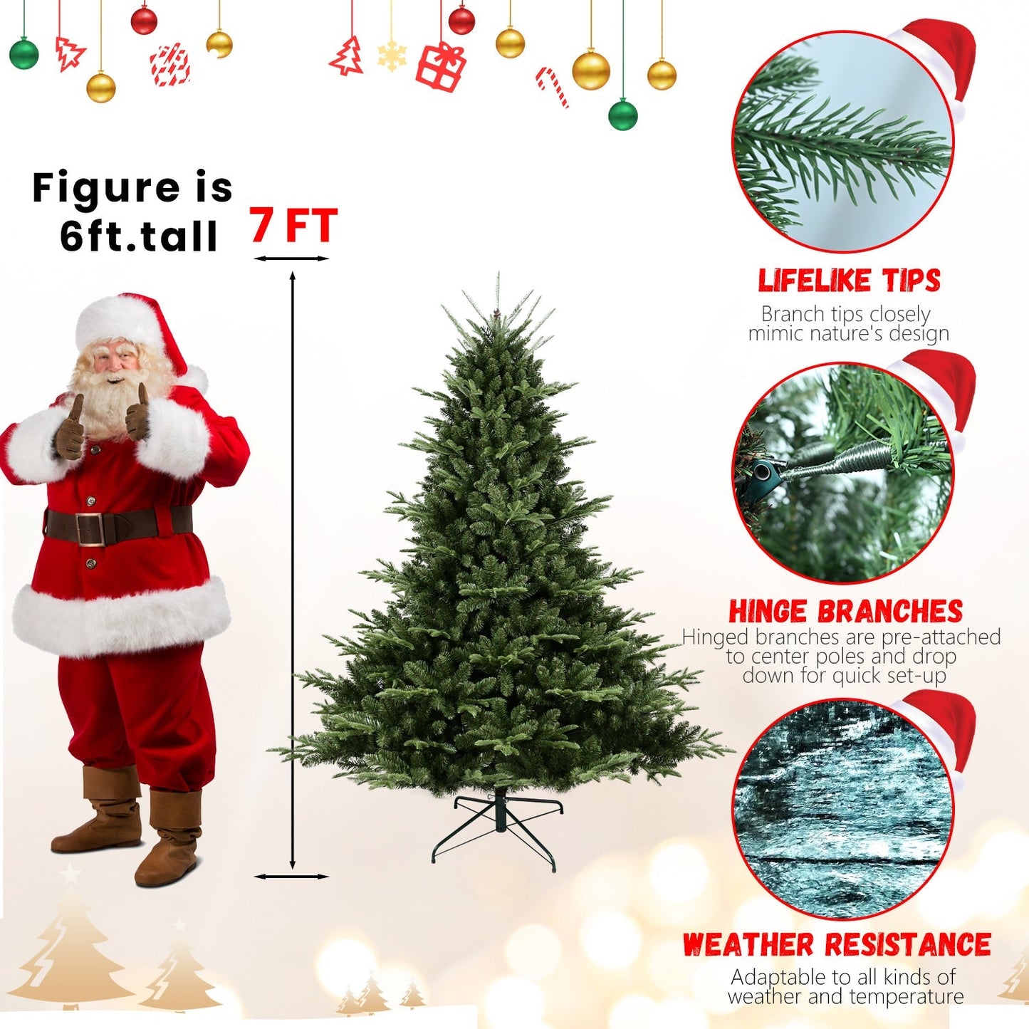 HouseOfZazla full-shaped 6 ft Christmas tree with 1673 PE/PVC tips on metal stand on Tampa Home & Garden Store