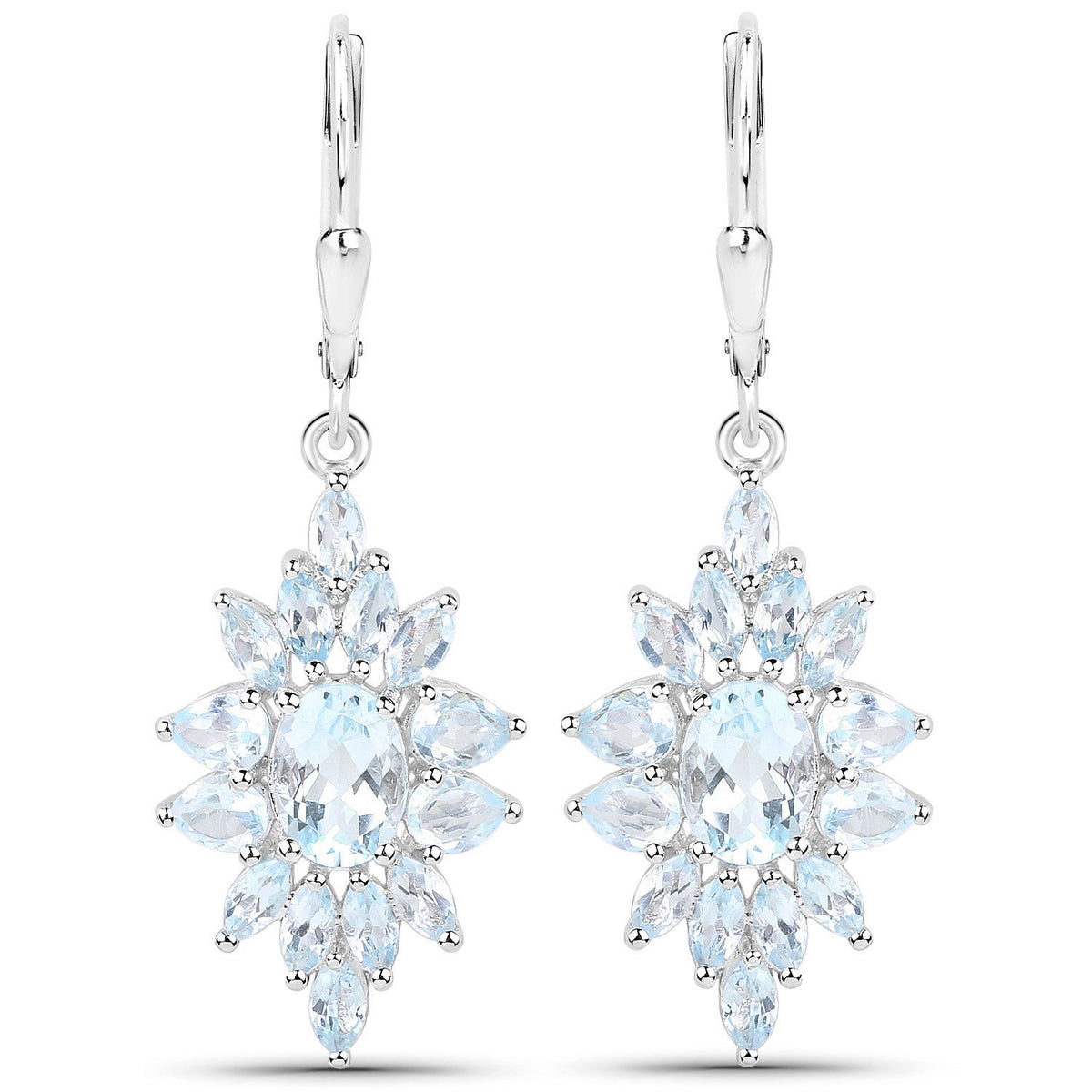 Sterling silver drop earrings with a blue topaz flower cluster, 3-piece set by Bids.com on Tampa Home & Garden Store