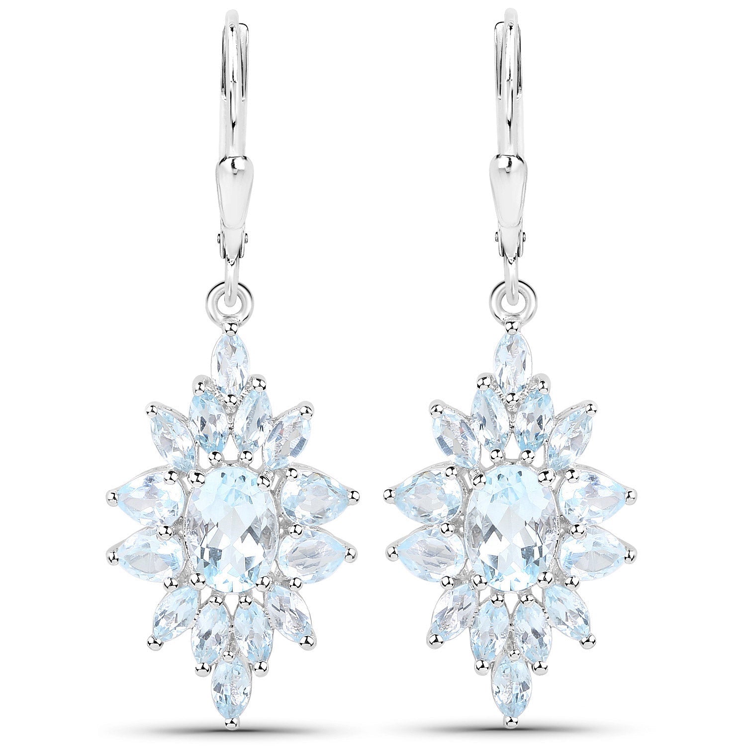 Sterling silver drop earrings with a blue topaz flower cluster, 3-piece set by Bids.com on Tampa Home & Garden Store
