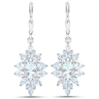 Sterling silver drop earrings with a blue topaz flower cluster, 3-piece set by Bids.com on Tampa Home & Garden Store
