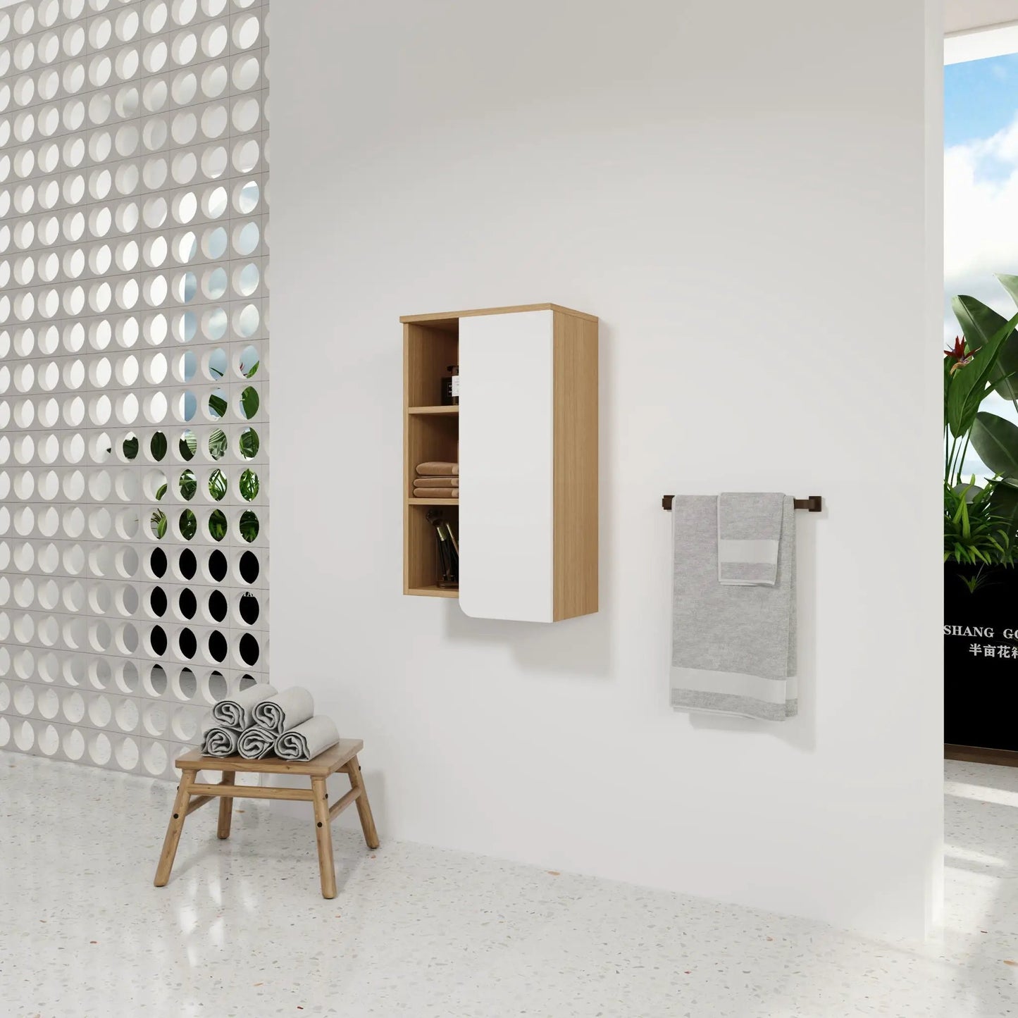 Wall Mounted Bathroom Cabinet with 3 Shelves