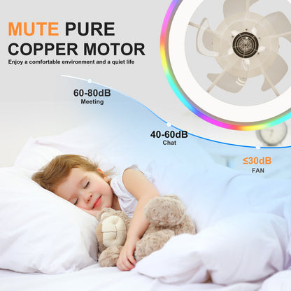 HouseOfZazla 19.7in modern RGB ceiling fan with lights copper motor RGB ring on Tampa Home & Garden Store
