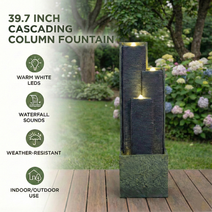 Modern 39 Inch Outdoor Water Fountain For Patio