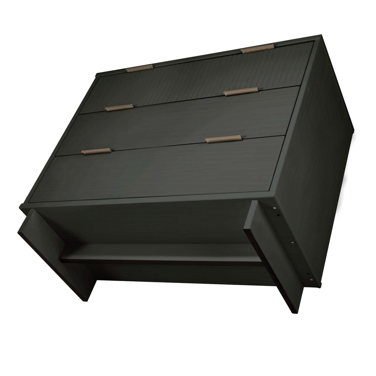 Solid Wood 3-Drawer Dresser with ribbed fronts in dark green by HouseOfZazla on Tampa Home & Garden Store