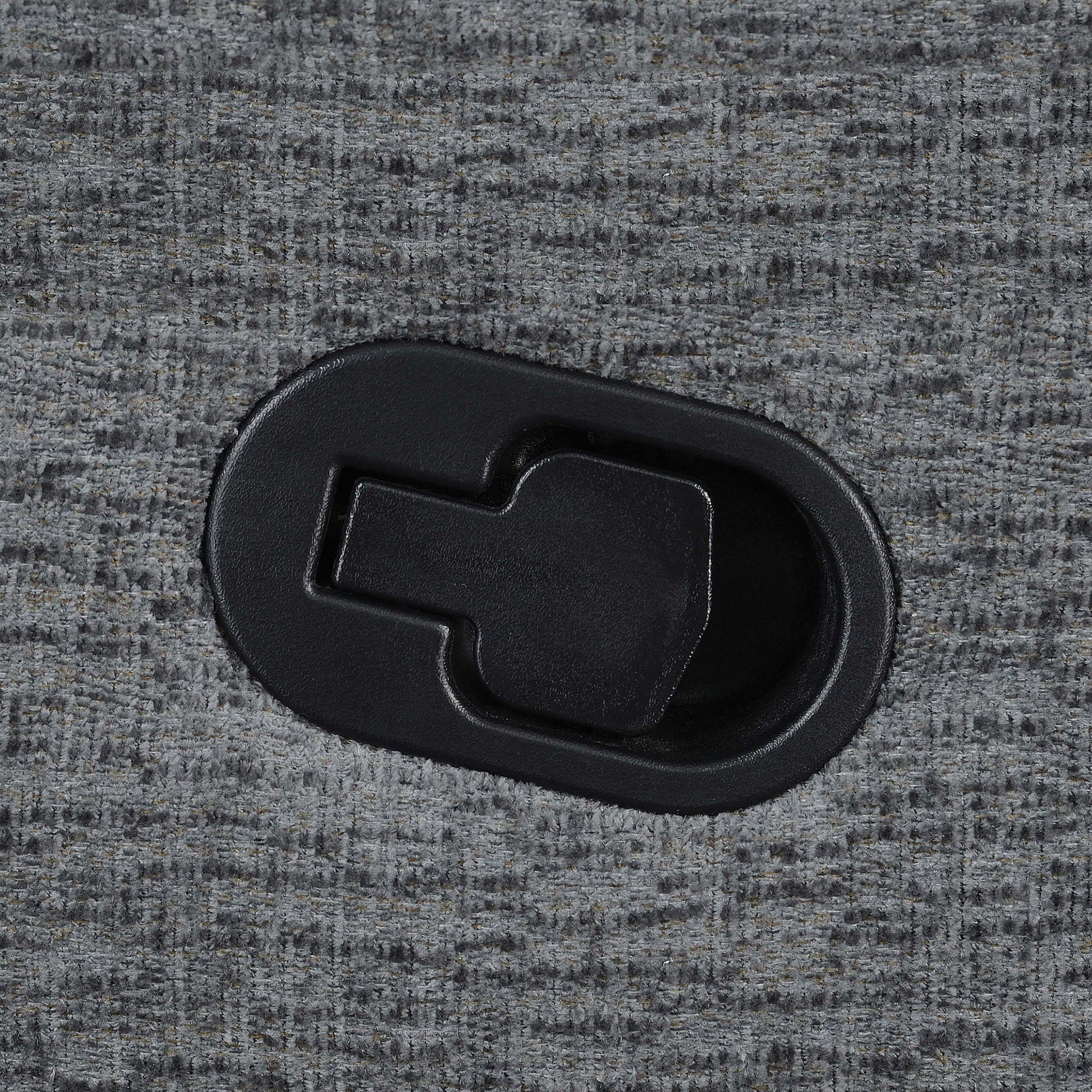 Divine 6 Piece Reclining Sectional base in black plastic on gray textured rug on Tampa Home & Garden Store