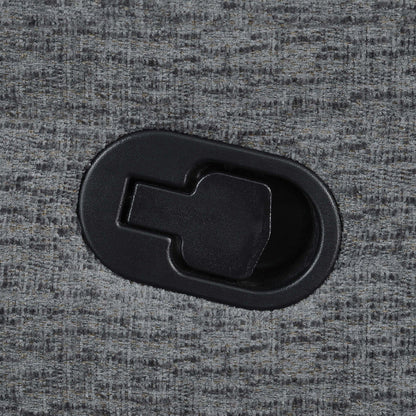 Divine 6 Piece Reclining Sectional base in black plastic on gray textured rug on Tampa Home & Garden Store