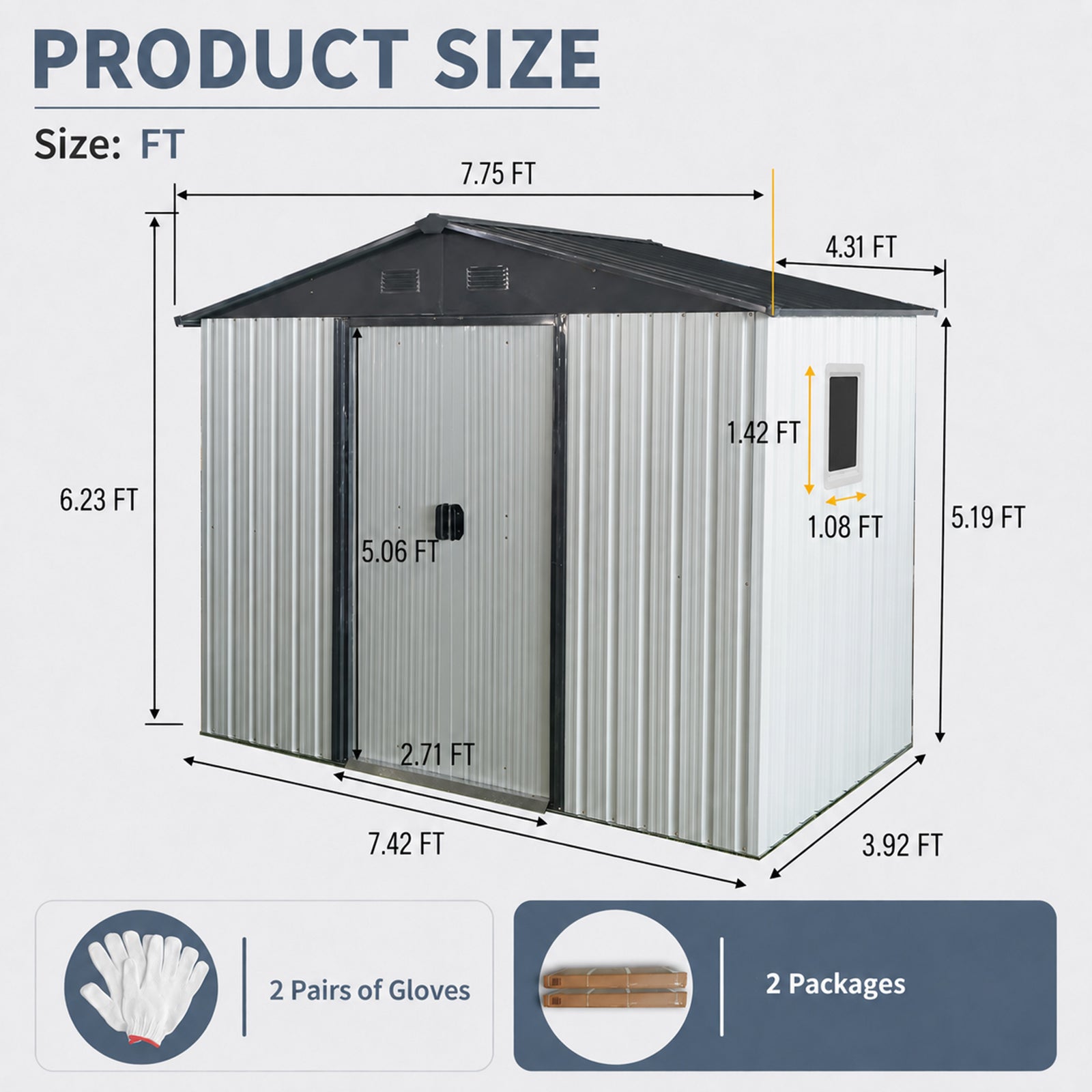 8ft x 4ft outdoor metal storage shed with window by HouseOfZazla on Tampa Home & Garden Store