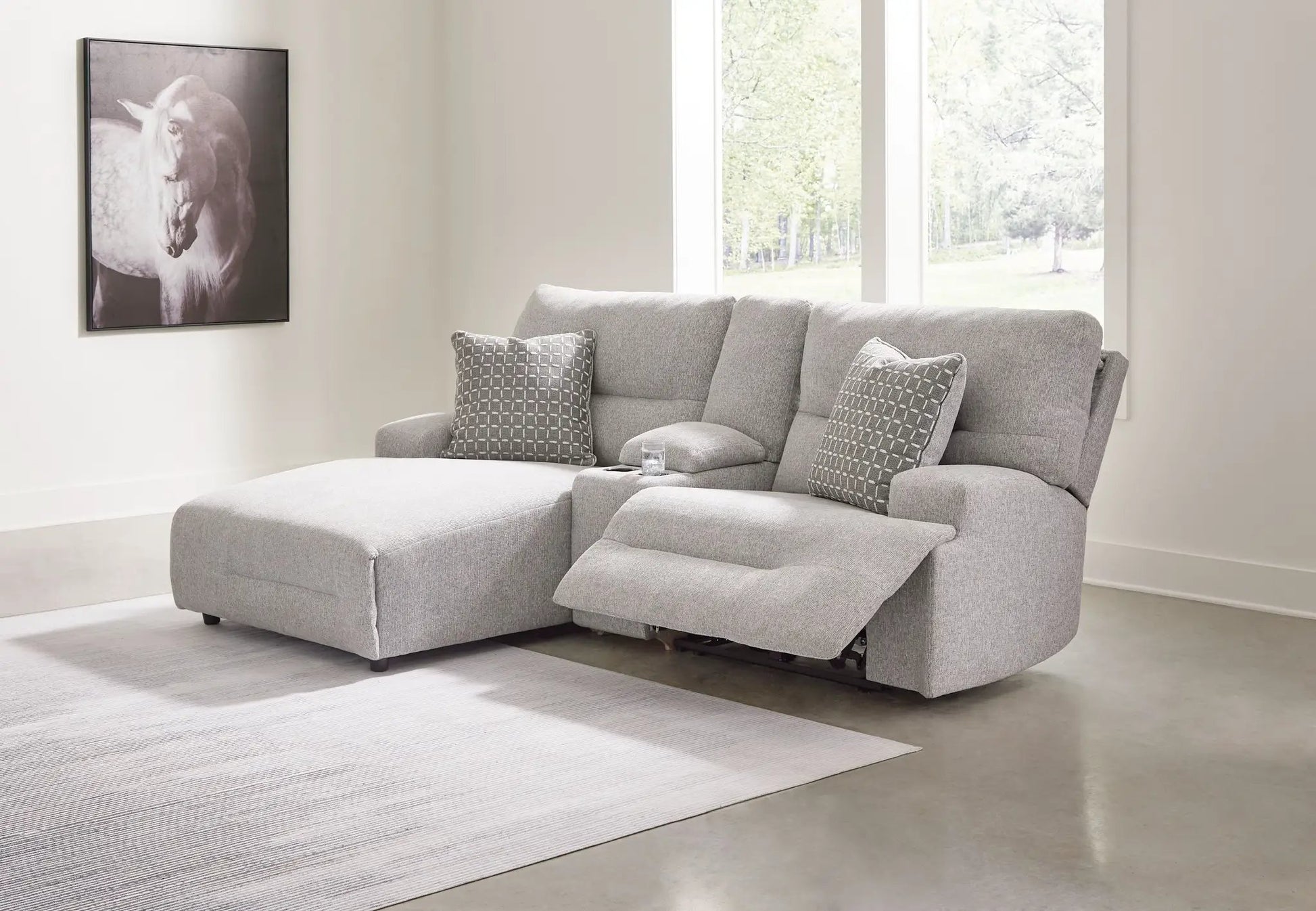 Acklen Place reclining sectional with chaise in light gray fabric by Unique Piece Furniture on Tampa Home & Garden Store