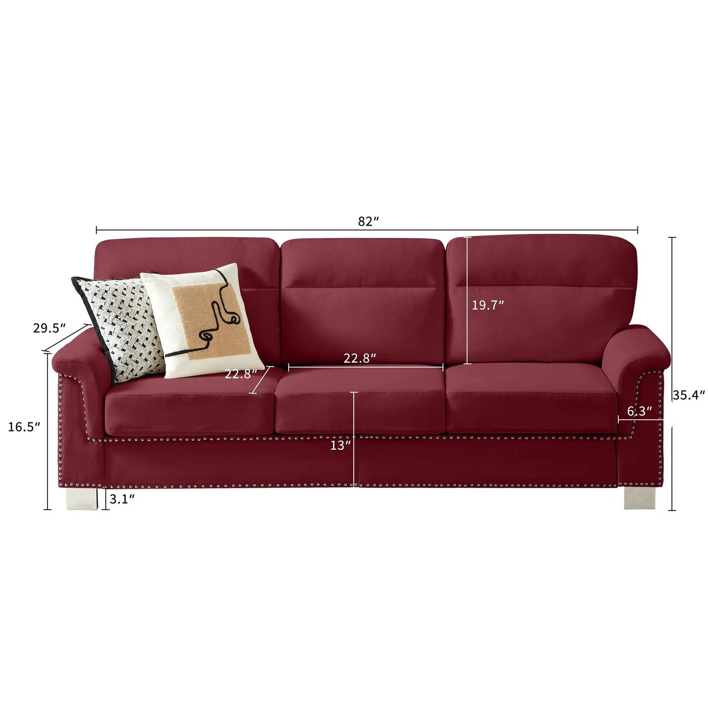 Three Seater Elegant Stationary Sofa for Living