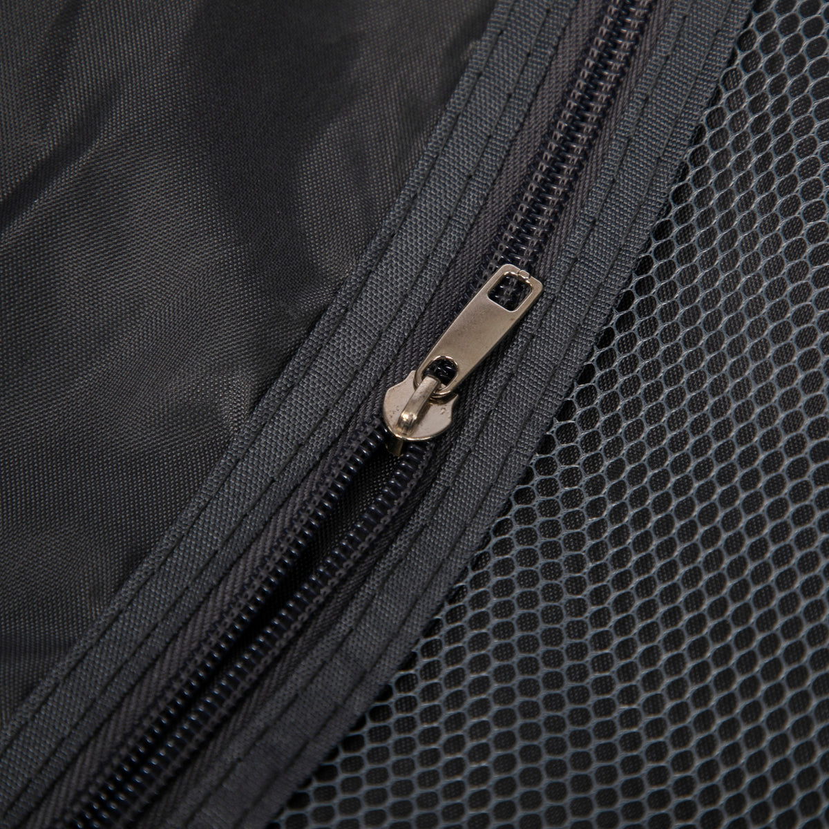 Luggage set HouseOfZazla black fabric zipper close-up with mesh panel texture on Tampa Home & Garden Store