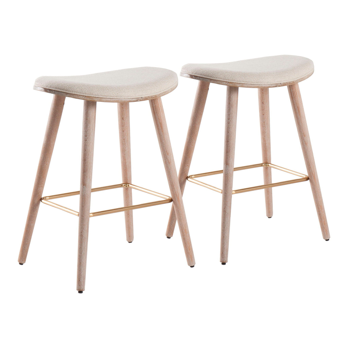 Contemporary upholstered counter stools with wood legs in beige, 2-pack by HouseOfZazla on Tampa Home & Garden Store