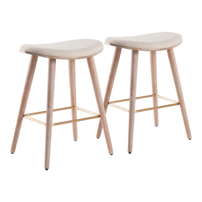 Contemporary upholstered counter stools with wood legs in beige, 2-pack by HouseOfZazla on Tampa Home & Garden Store