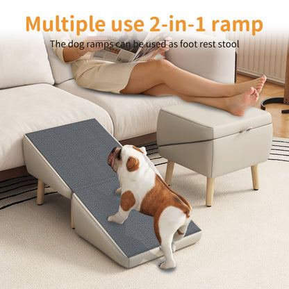 2-in-1 wooden pet stairs for small dogs and cats by HouseOfZazla, foldable gray ramp on Tampa Home & Garden Store
