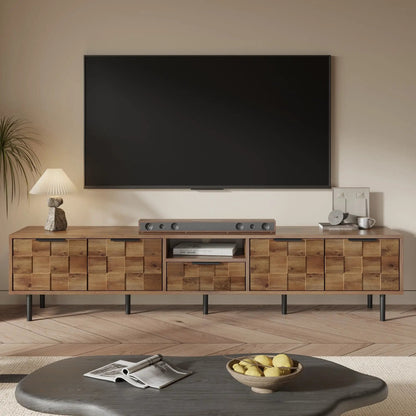 TV stand entertainment console natural wood finish with storage by Unique Piece Furniture on Tampa Home & Garden Store