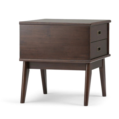 Draper Mid Century End Table by Unique Piece Furniture in dark wood with tapered legs on Tampa Home & Garden Store