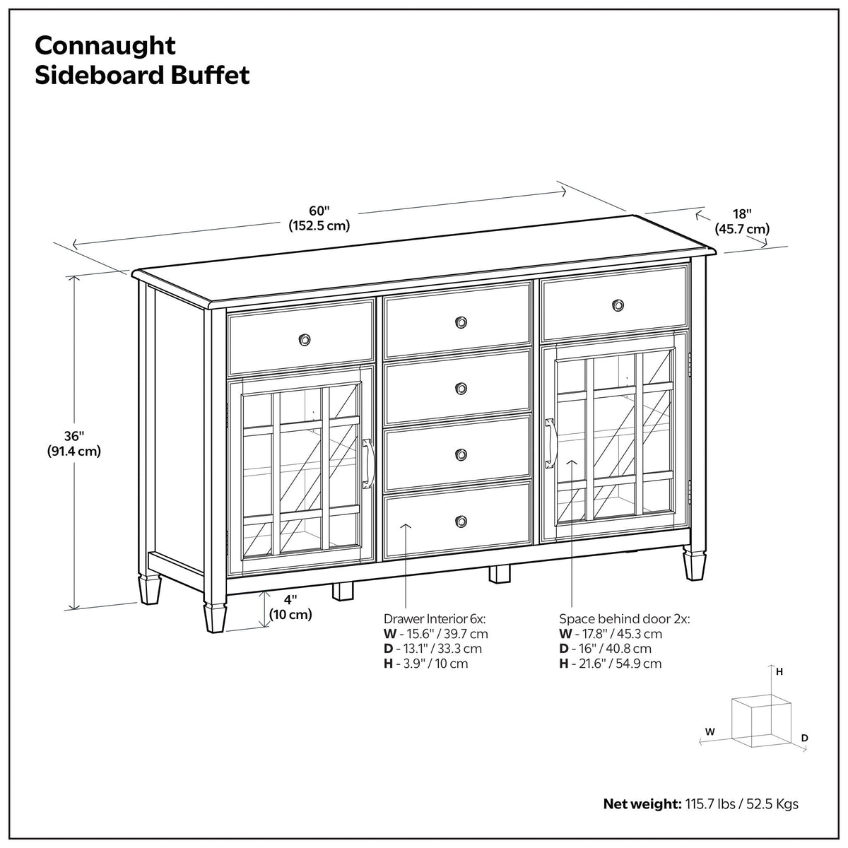 Connaught Sideboard Buffet with glass doors and ample storage by HouseOfZazla on Tampa Home & Garden Store