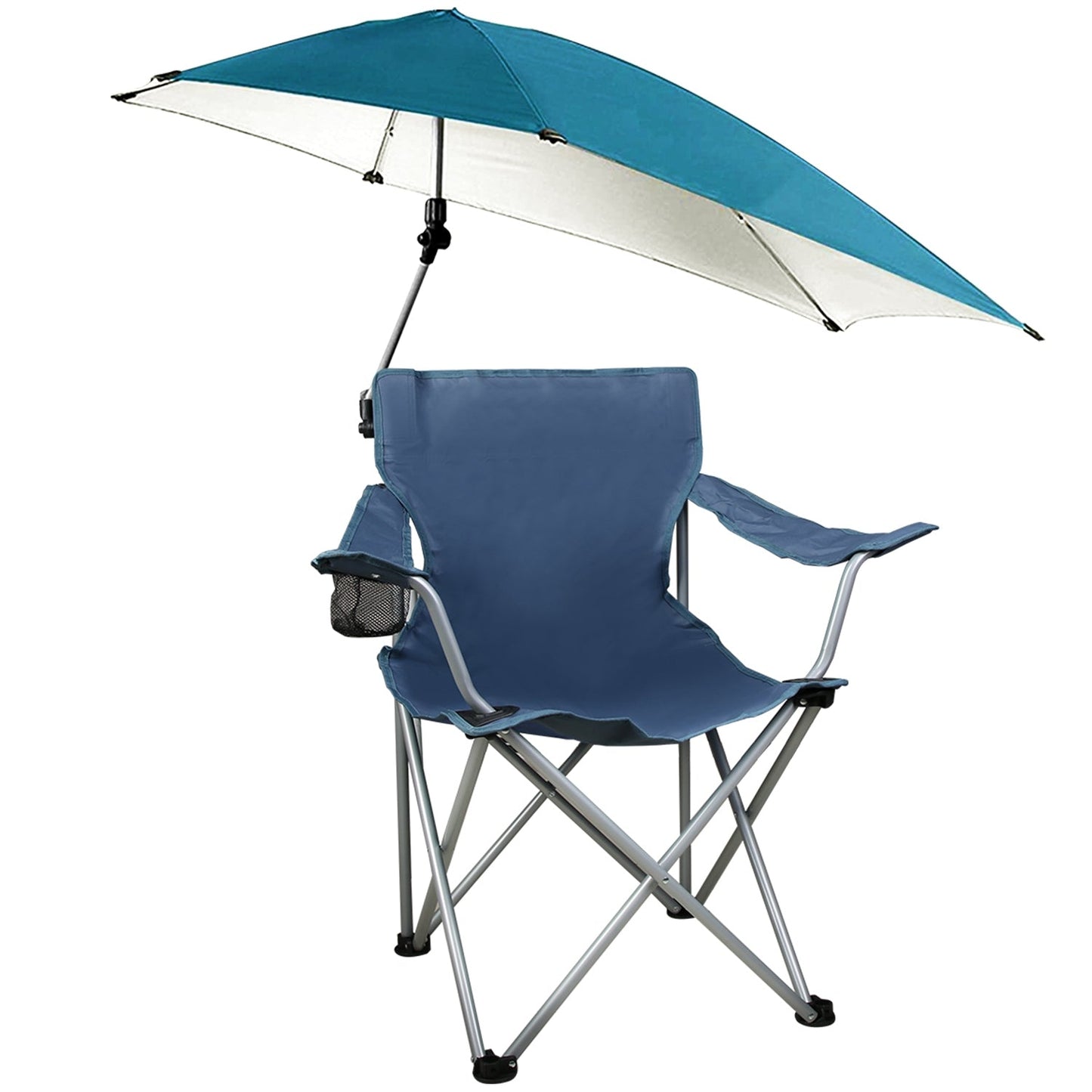 GemGear foldable camp chair with detachable umbrella, blue seat and teal canopy, cup holder on Tampa Home & Garden Store