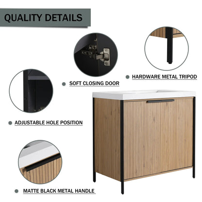 Modern Freestanding Vanity With Resin Sink