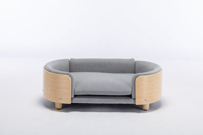 Scandinavian Style Elevated Dog Bed Pet Sofa Velvet Cushion Light Grey Mid Size HouseOfZazla on Tampa Home & Garden Store