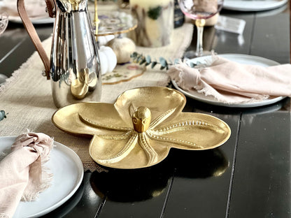 Gold Octopus Aluminum Appetizer Bowl and Tray