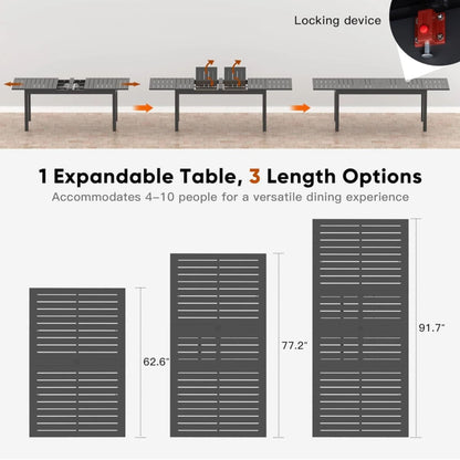 Extendable Outdoor Dining Table and Gray Frame