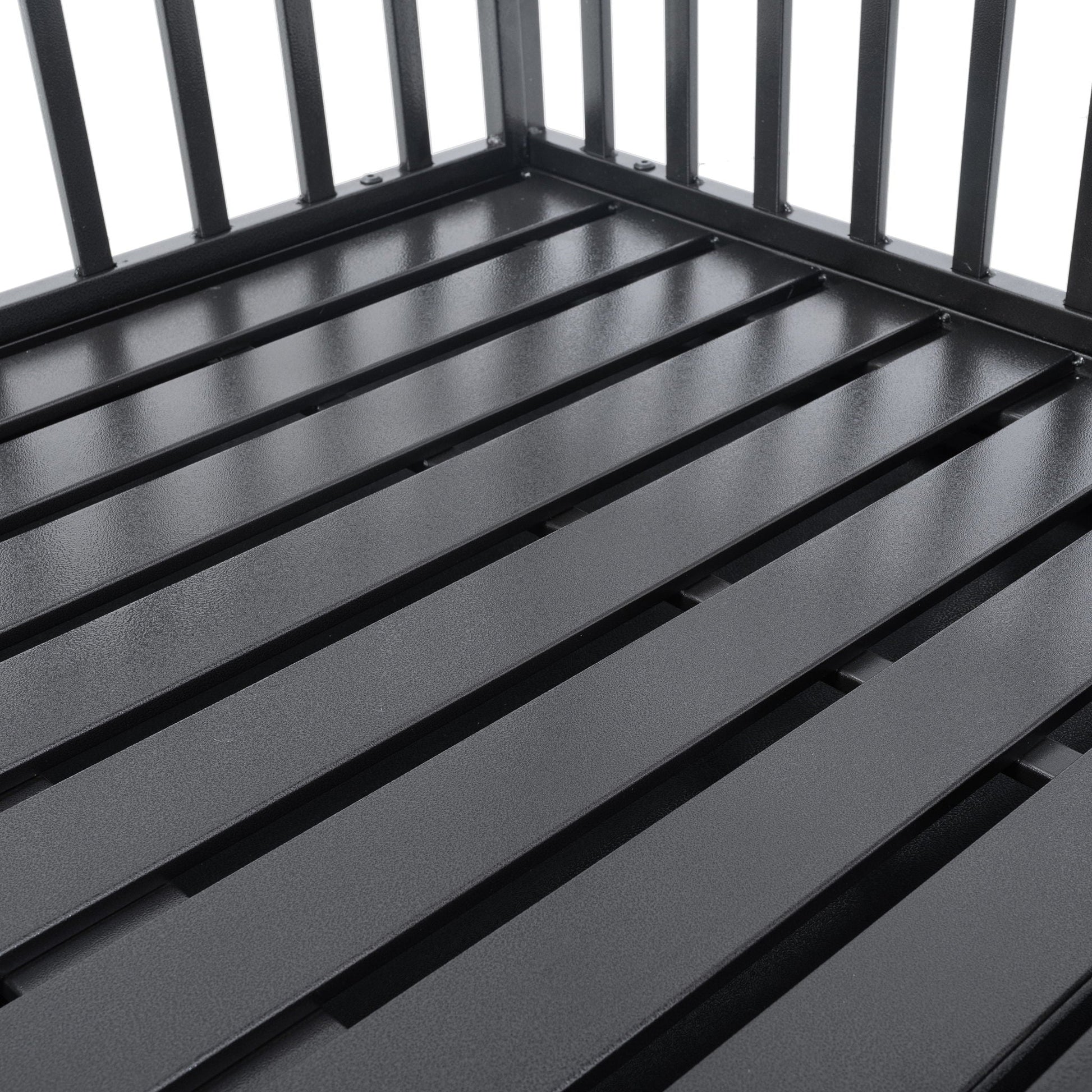 Heavy Duty Dog Crate black metal frame with vertical bars and ribbed metal floor on Tampa Home & Garden Store