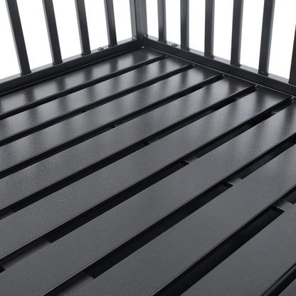 Heavy Duty Dog Crate black metal frame with vertical bars and ribbed metal floor on Tampa Home & Garden Store