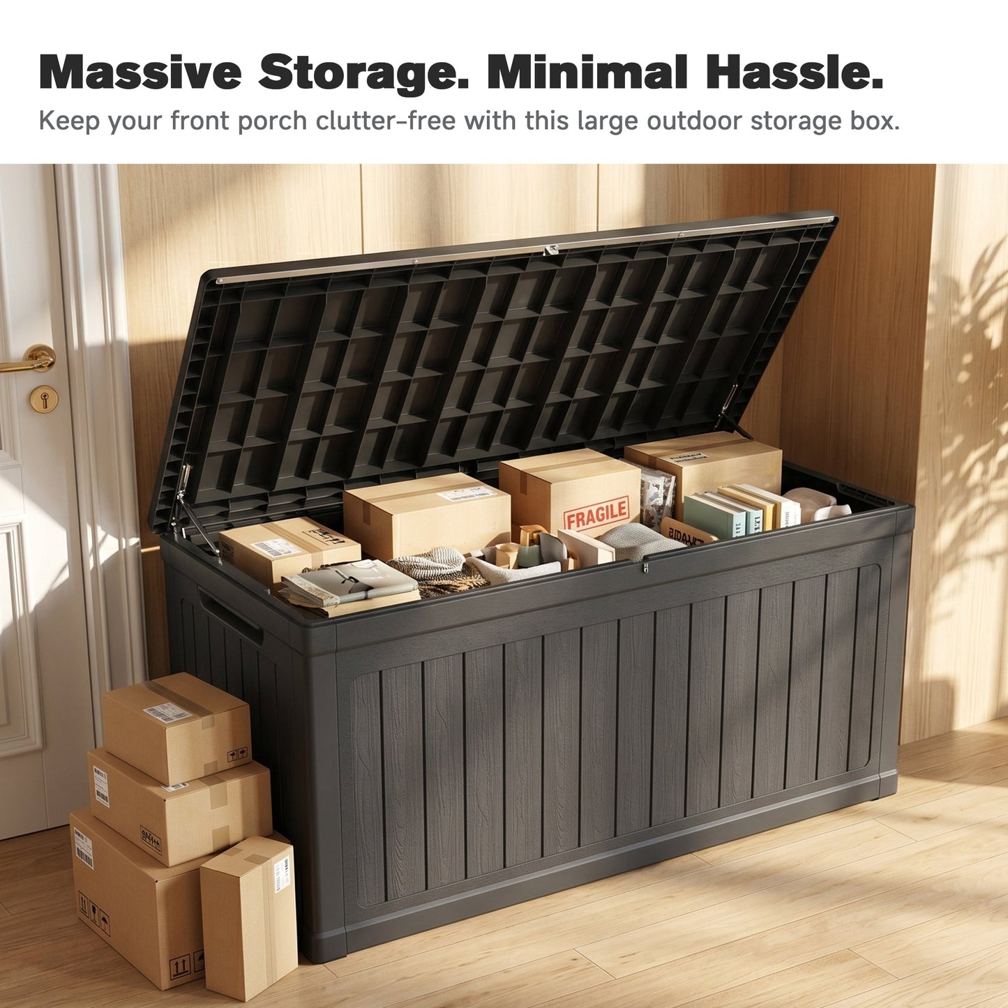 260 Gallon Outdoor Storage Deck Box With Lid And Lock