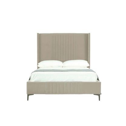 Promenade bed with beige upholstered headboard and slats on Tampa Home & Garden Store