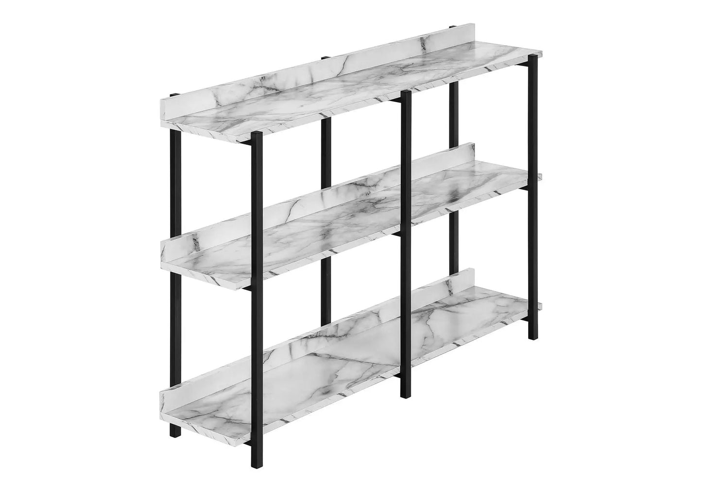 Accent console table for entryway, 3-tier marble shelves with black metal frame, Unique Piece Furniture on Tampa Home & Garden Store