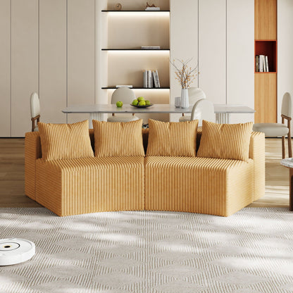 Curved Modular Sectional Sofa and Four Pillows