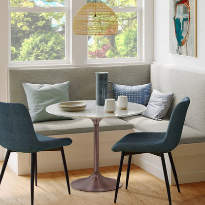 Osborne dining table white marble top with pink pedestal base Unique Piece Furniture on Tampa Home & Garden Store