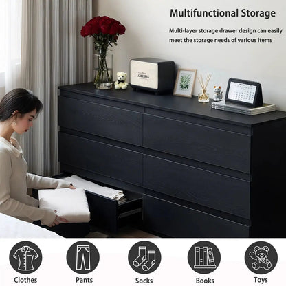 Six Drawer Dresser with Spacious Countertop